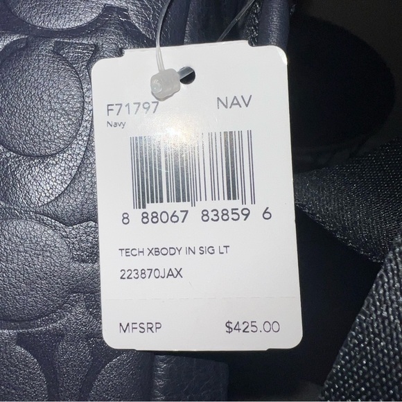 NWT Coach Tech Crossbody Navy Signature Embossed C Logo Leather Bag F71797 - Picture 5 of 5